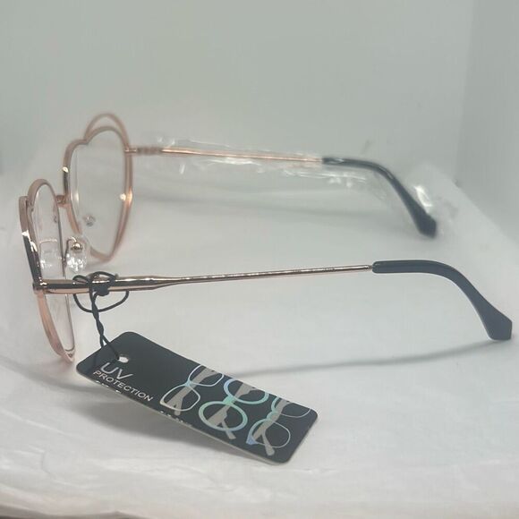 Rose Gold Heart-Shaped Clear Lens Glasses – UV Protection, Lightweight Frame - Picture 2 of 3
